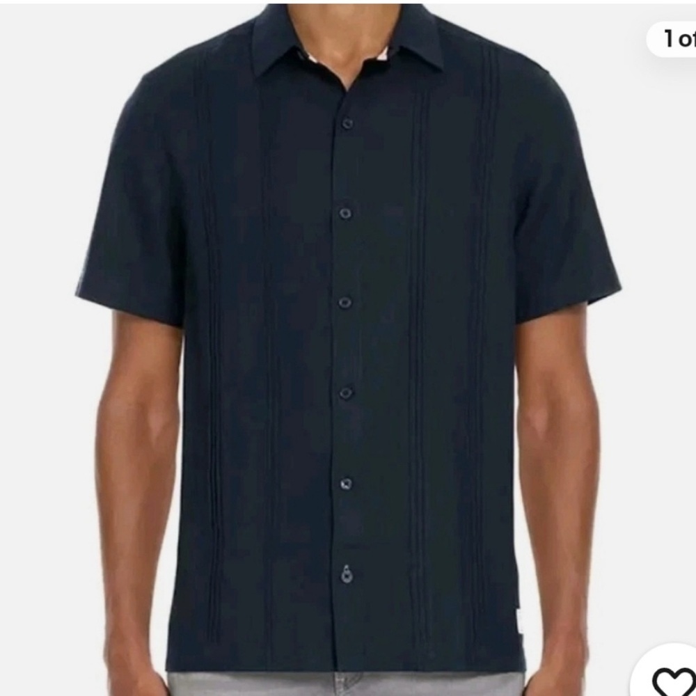 Scotch & Soda Men’s Linen Blend Navy Short Sleeve Shirt Size XL